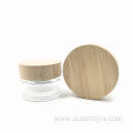 50 g bamboo lid clear round cream jar